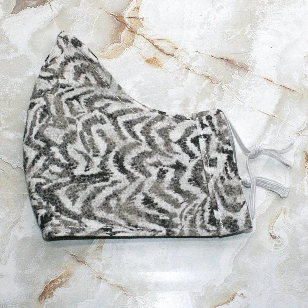 HAND CRAFTED Face Mask Abstract Zebra Adult Cloth Fabric Print - Shield Style